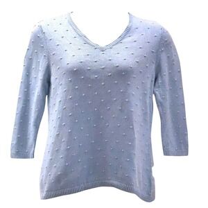 Croft And Barrow Sweater Large Pom Pom Knit Twee Soft Girl Pastel Cotton